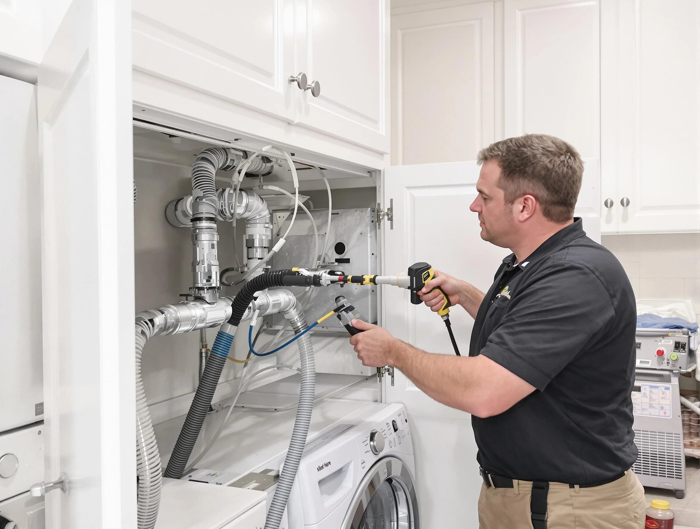 Douglasville Dryer Vent Cleaning professional removing severe blockage from a clogged dryer vent in Douglasville