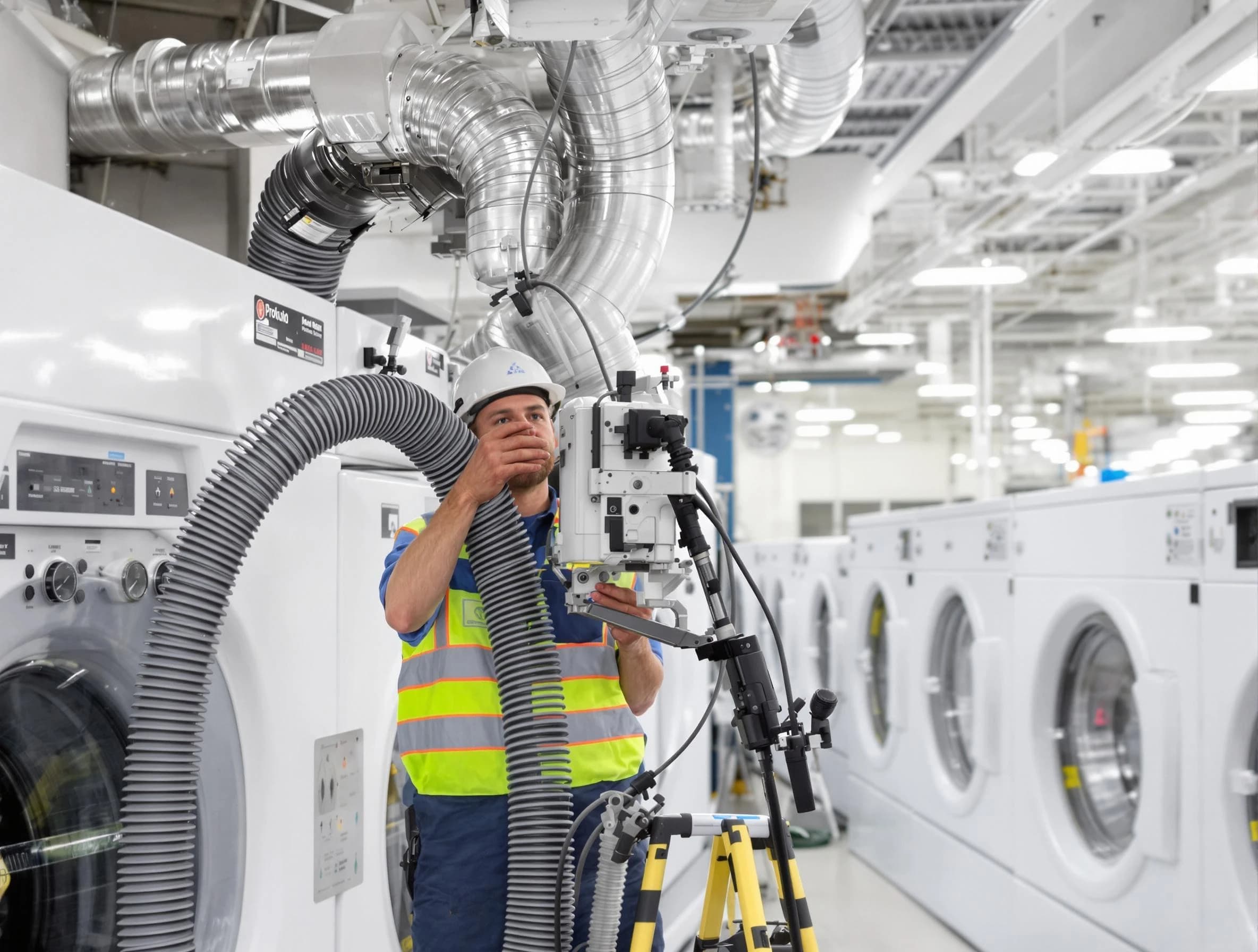 Douglasville Dryer Vent Cleaning team performing commercial-grade dryer vent cleaning at a business facility in Douglasville