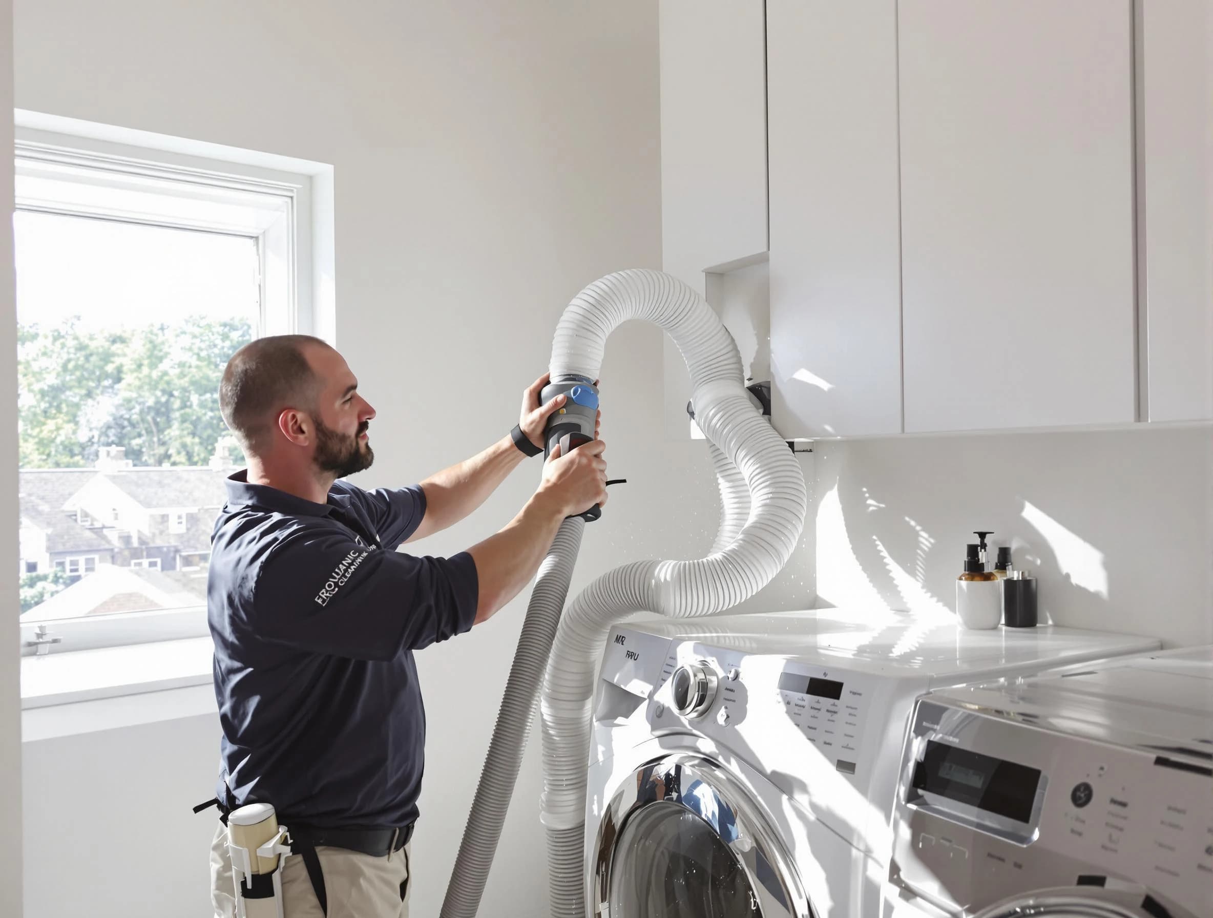 Certified Douglasville Dryer Vent Cleaning technician performing dryer vent cleaning in Douglasville
