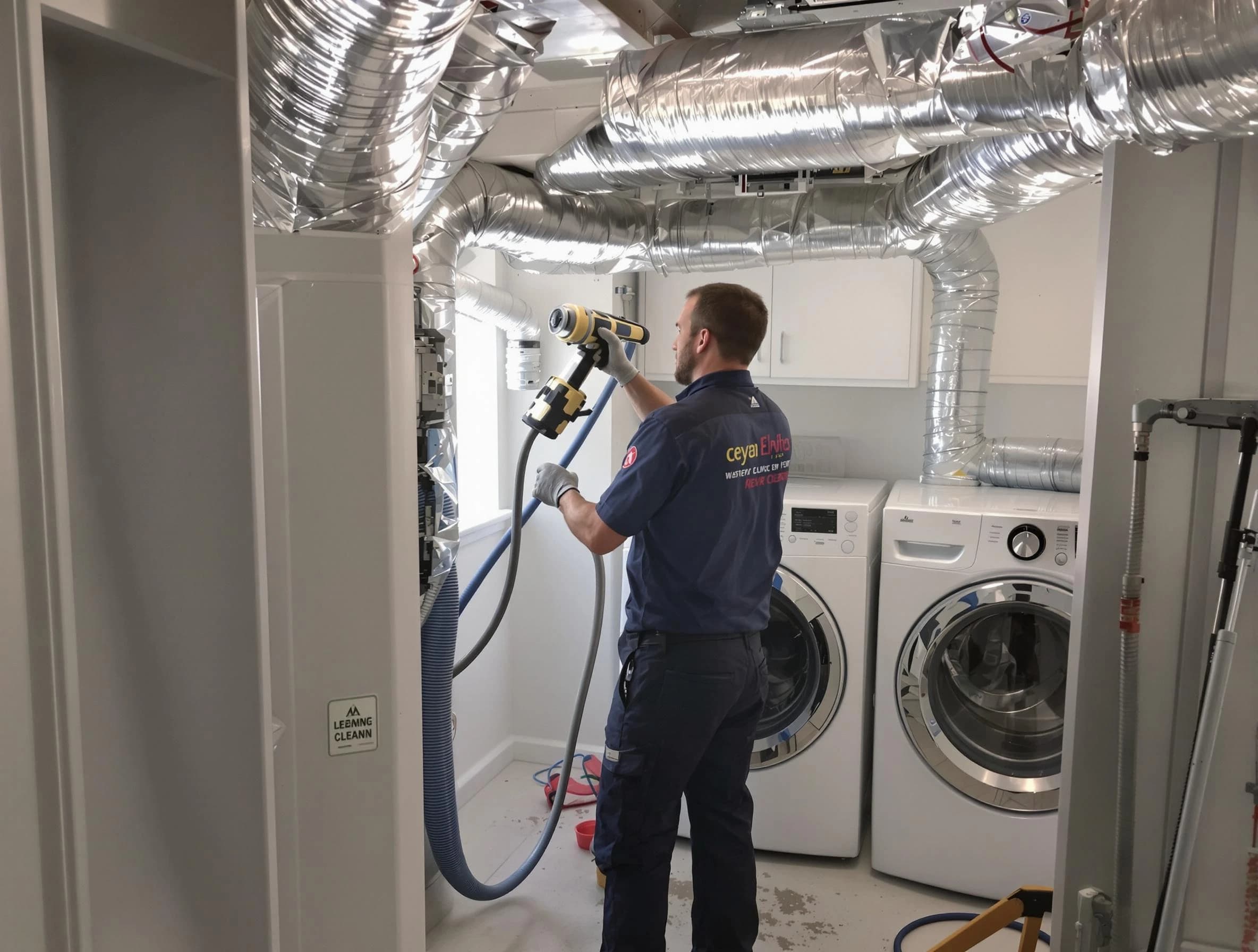 Douglasville Dryer Vent Cleaning specialist using advanced equipment for thorough duct cleaning in Douglasville