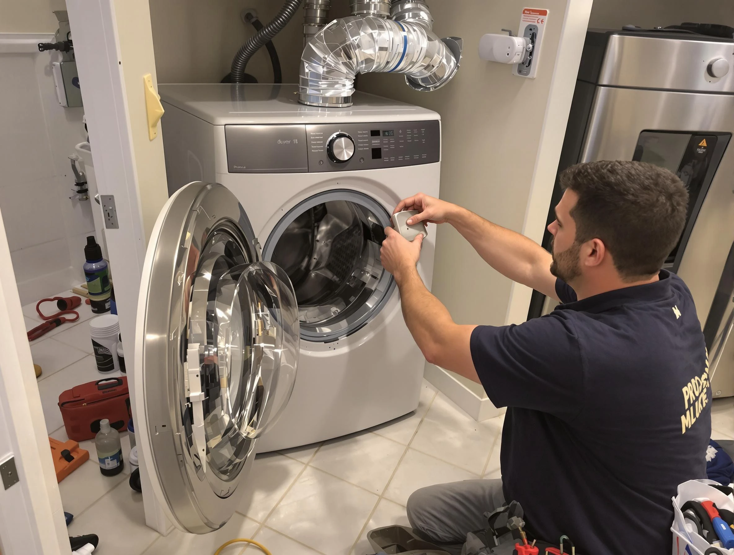 Douglasville Dryer Vent Cleaning technician performing precise dryer vent hose installation in Douglasville