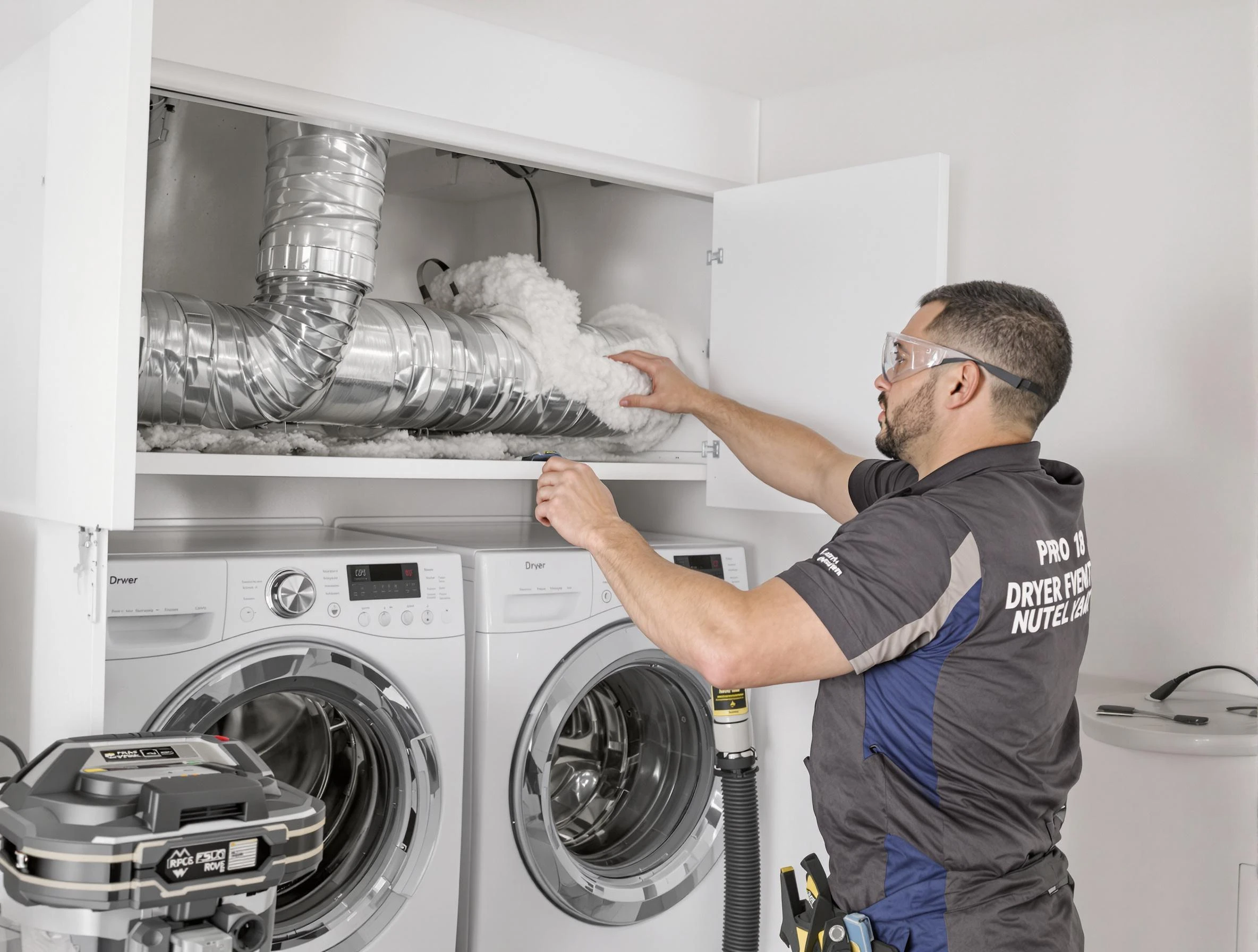 Douglasville Dryer Vent Cleaning certified technician performing specialized gas dryer vent cleaning in Douglasville
